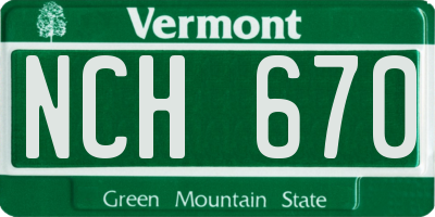 VT license plate NCH670