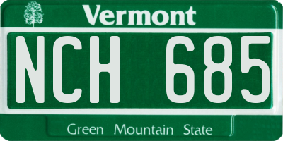 VT license plate NCH685