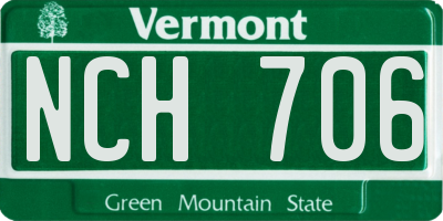 VT license plate NCH706