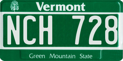 VT license plate NCH728