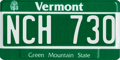 VT license plate NCH730