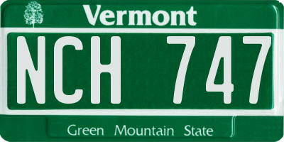 VT license plate NCH747