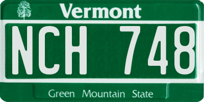 VT license plate NCH748
