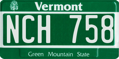 VT license plate NCH758