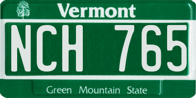 VT license plate NCH765