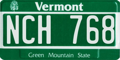 VT license plate NCH768