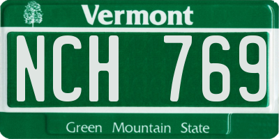 VT license plate NCH769
