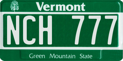 VT license plate NCH777
