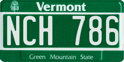 VT license plate NCH786