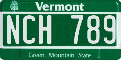 VT license plate NCH789