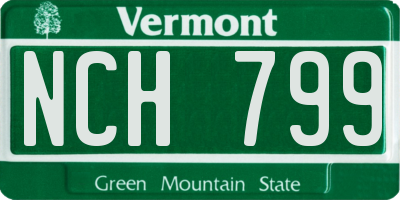 VT license plate NCH799