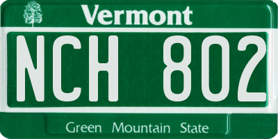 VT license plate NCH802