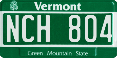 VT license plate NCH804