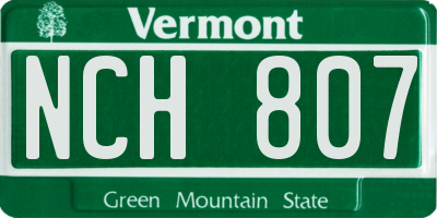 VT license plate NCH807
