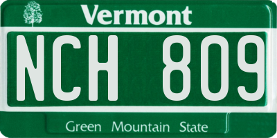 VT license plate NCH809