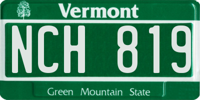 VT license plate NCH819