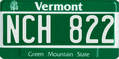 VT license plate NCH822