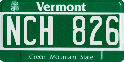 VT license plate NCH826
