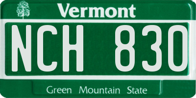 VT license plate NCH830