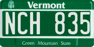 VT license plate NCH835