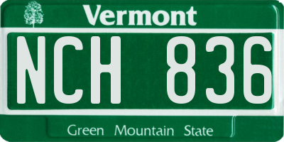 VT license plate NCH836