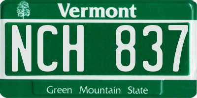 VT license plate NCH837