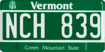 VT license plate NCH839