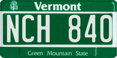 VT license plate NCH840