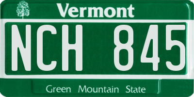 VT license plate NCH845