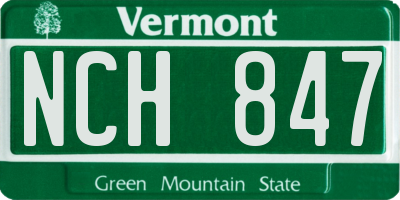 VT license plate NCH847