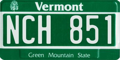 VT license plate NCH851