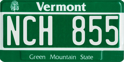 VT license plate NCH855