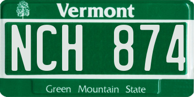 VT license plate NCH874
