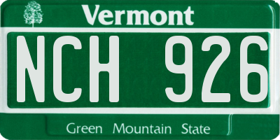 VT license plate NCH926