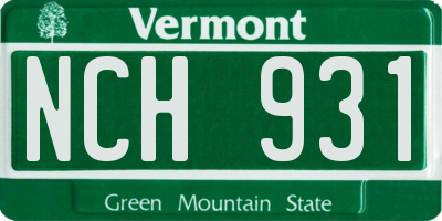 VT license plate NCH931
