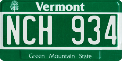 VT license plate NCH934