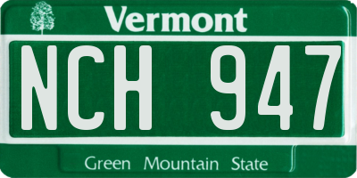 VT license plate NCH947