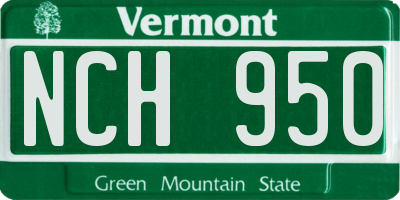 VT license plate NCH950