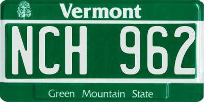 VT license plate NCH962