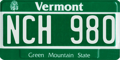 VT license plate NCH980