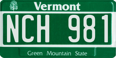 VT license plate NCH981