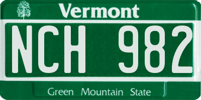 VT license plate NCH982