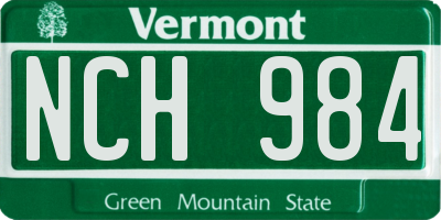 VT license plate NCH984