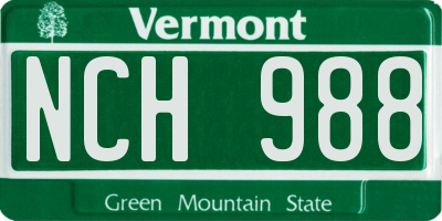 VT license plate NCH988