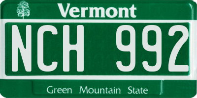 VT license plate NCH992