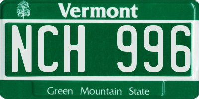 VT license plate NCH996