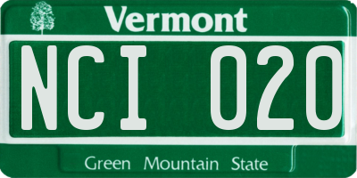 VT license plate NCI020