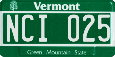 VT license plate NCI025