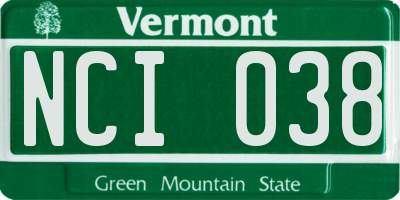 VT license plate NCI038