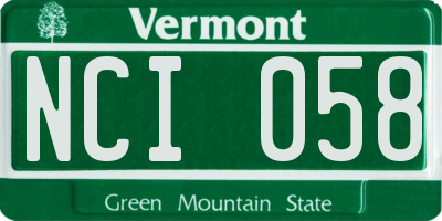 VT license plate NCI058